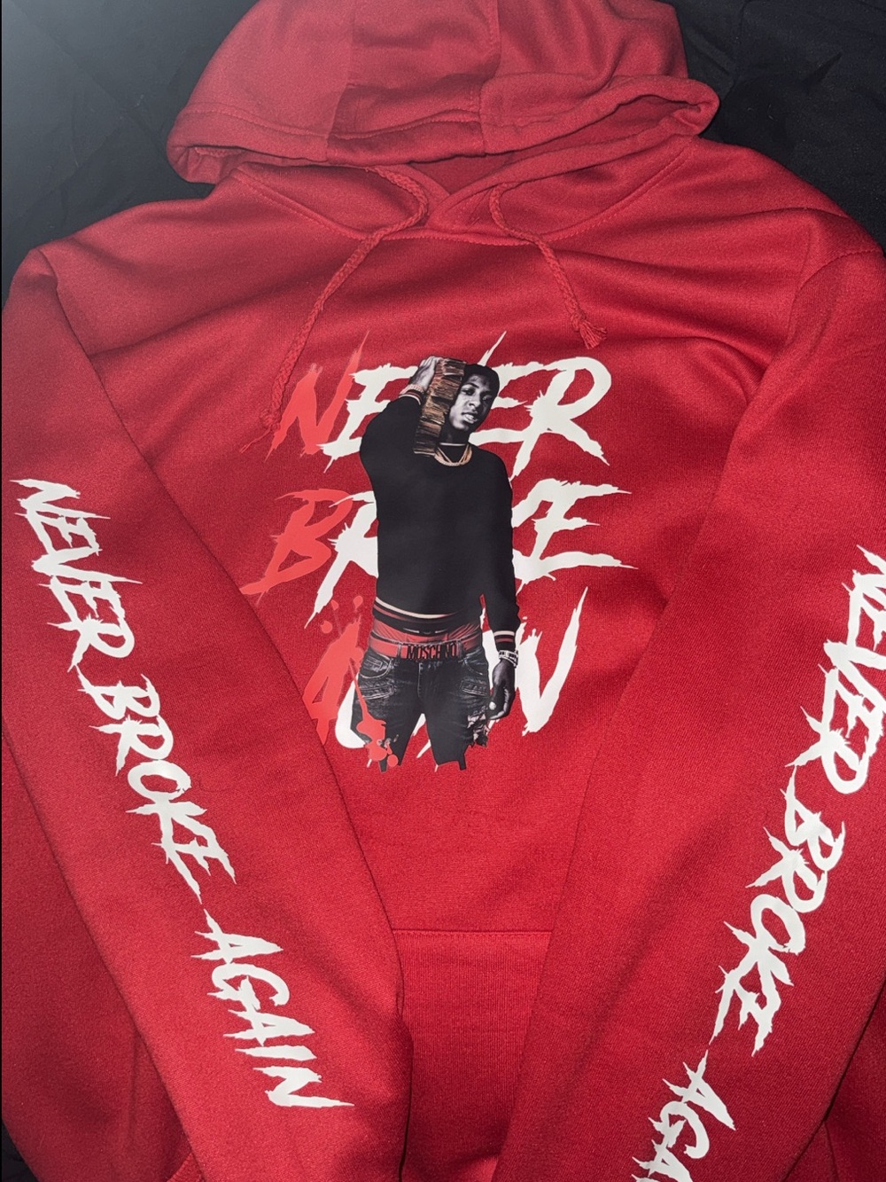Never Broke Again Red Graphic Pullover Hoodie